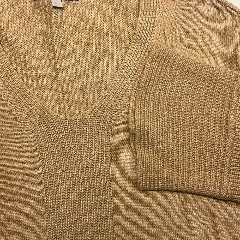 Loft Women‎ Medium Camel Oversized Tunic Pullover Sweater Wool Blend V Neck